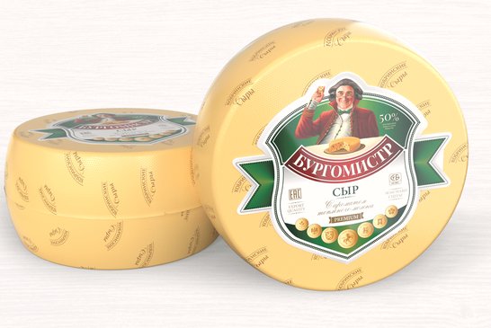 Сыр "бургамістр" 50% з водарам топленага малака